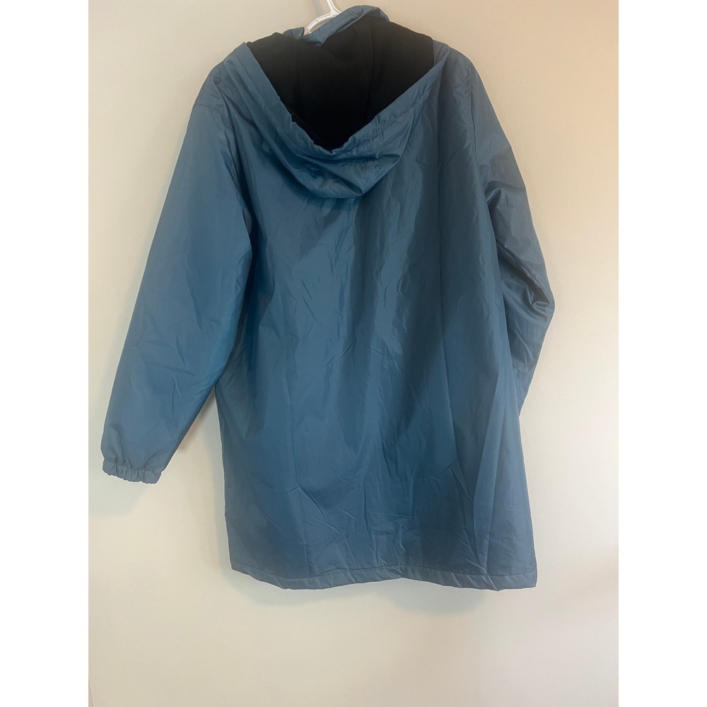 Totes Womens Teal Blue Fleece Lined Hooded Rain Jacket Coat Medium AMF09030-2294